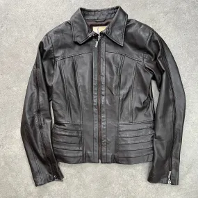 90s real leather zip up jacket - Size M