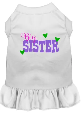 Big Sister Screen Print Dog Dress White 4x