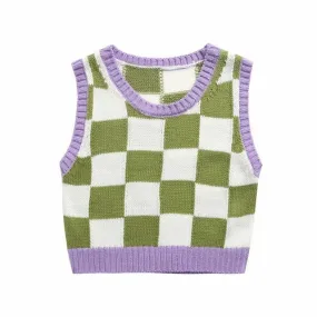 CKECK CROPPED VEST