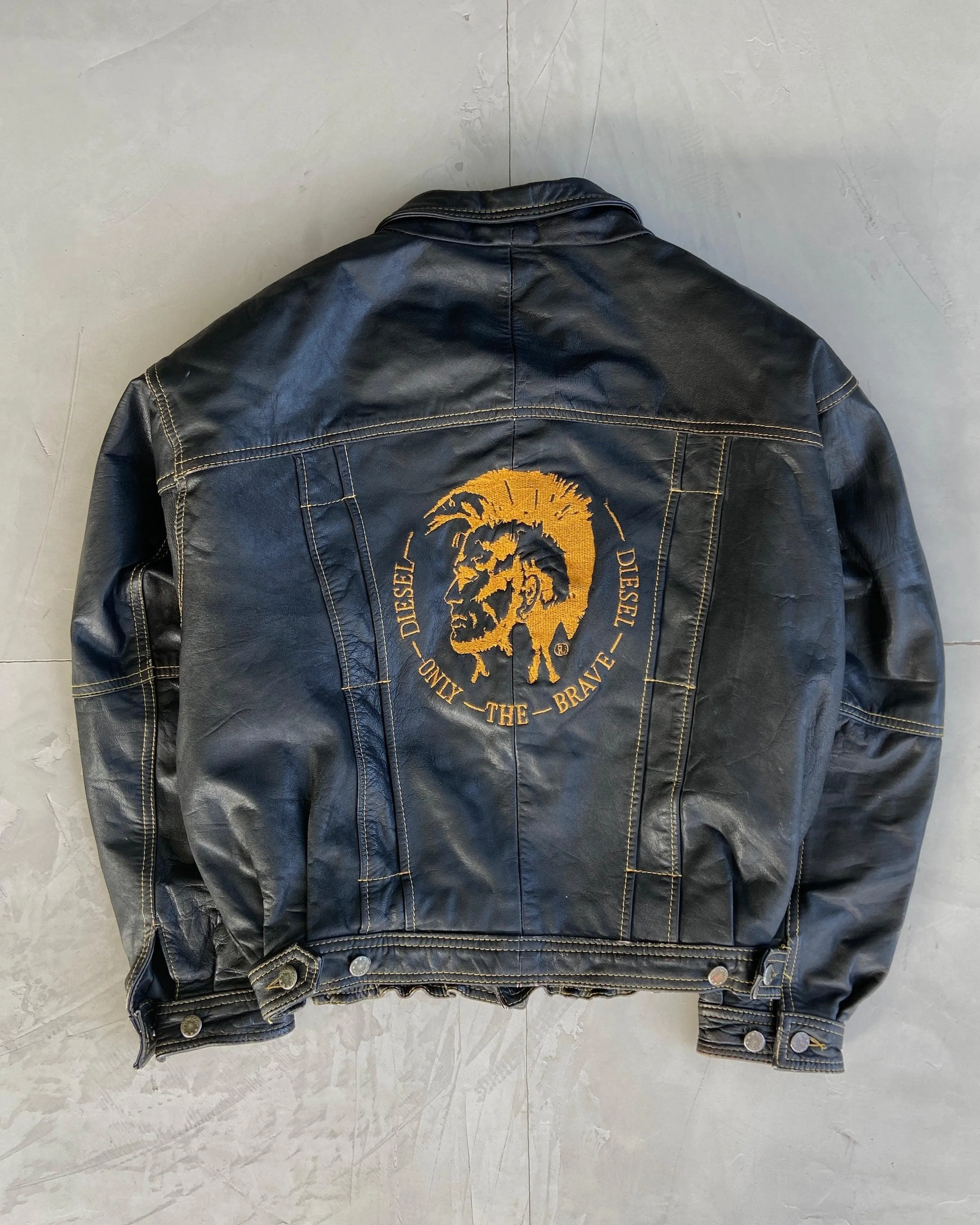 DIESEL 90'S BLACK LEATHER JACKET - M