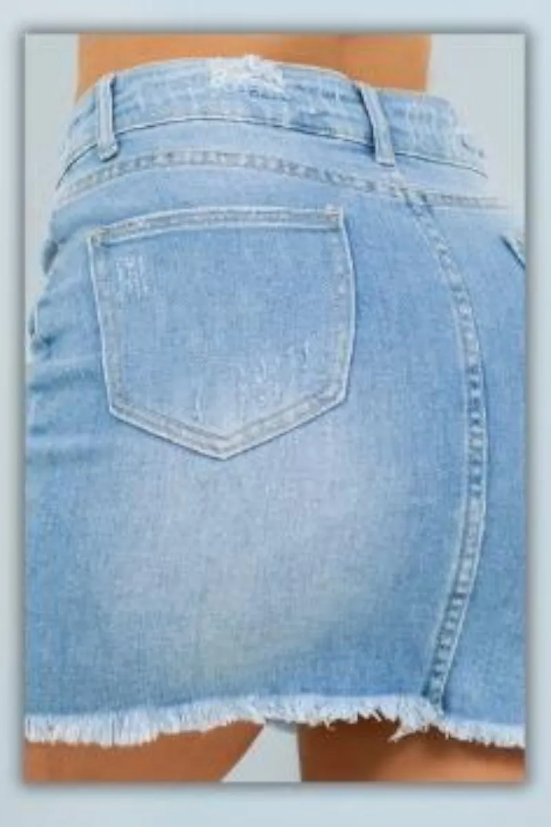 Distressed Denim Skirt