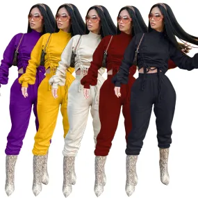 Drawstring sweater suit