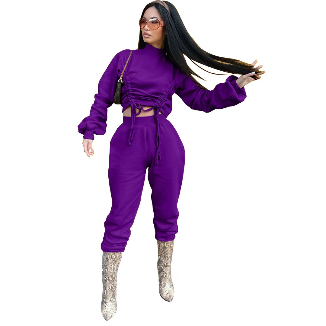 Drawstring sweater suit