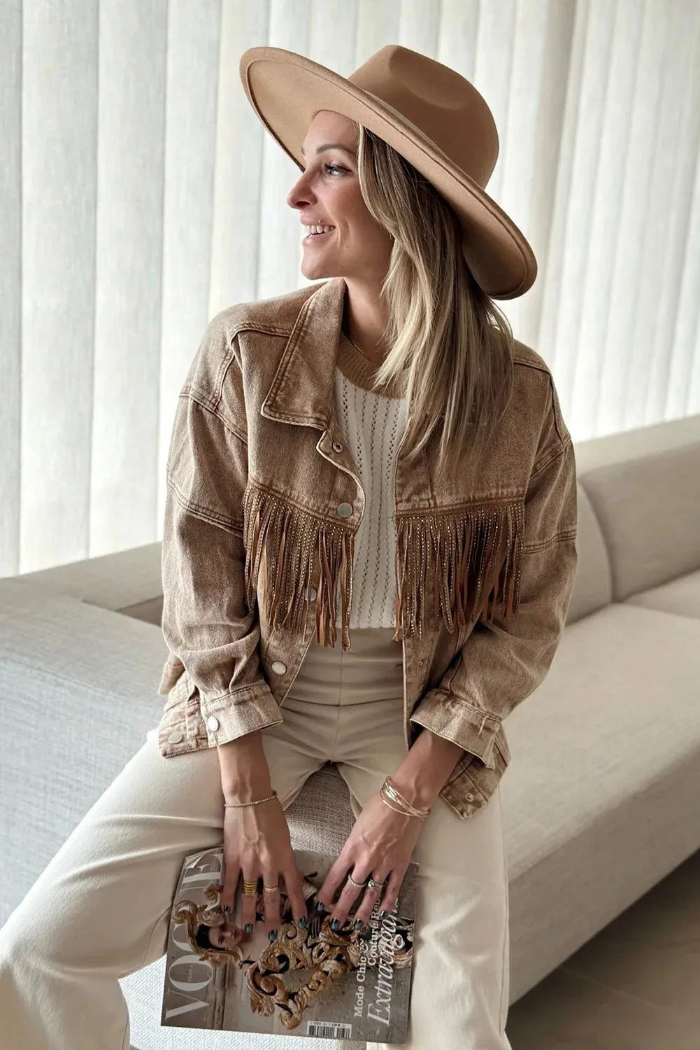 Fringed Denim Jacket for Boho Fall Style