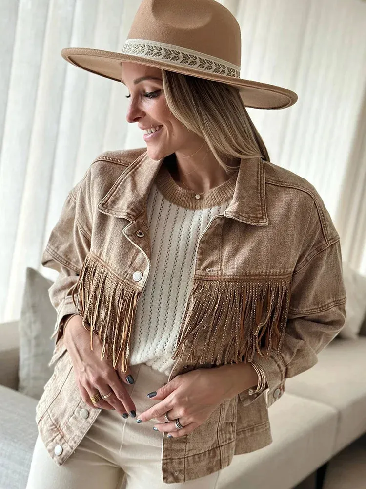 Fringed Denim Jacket for Boho Fall Style