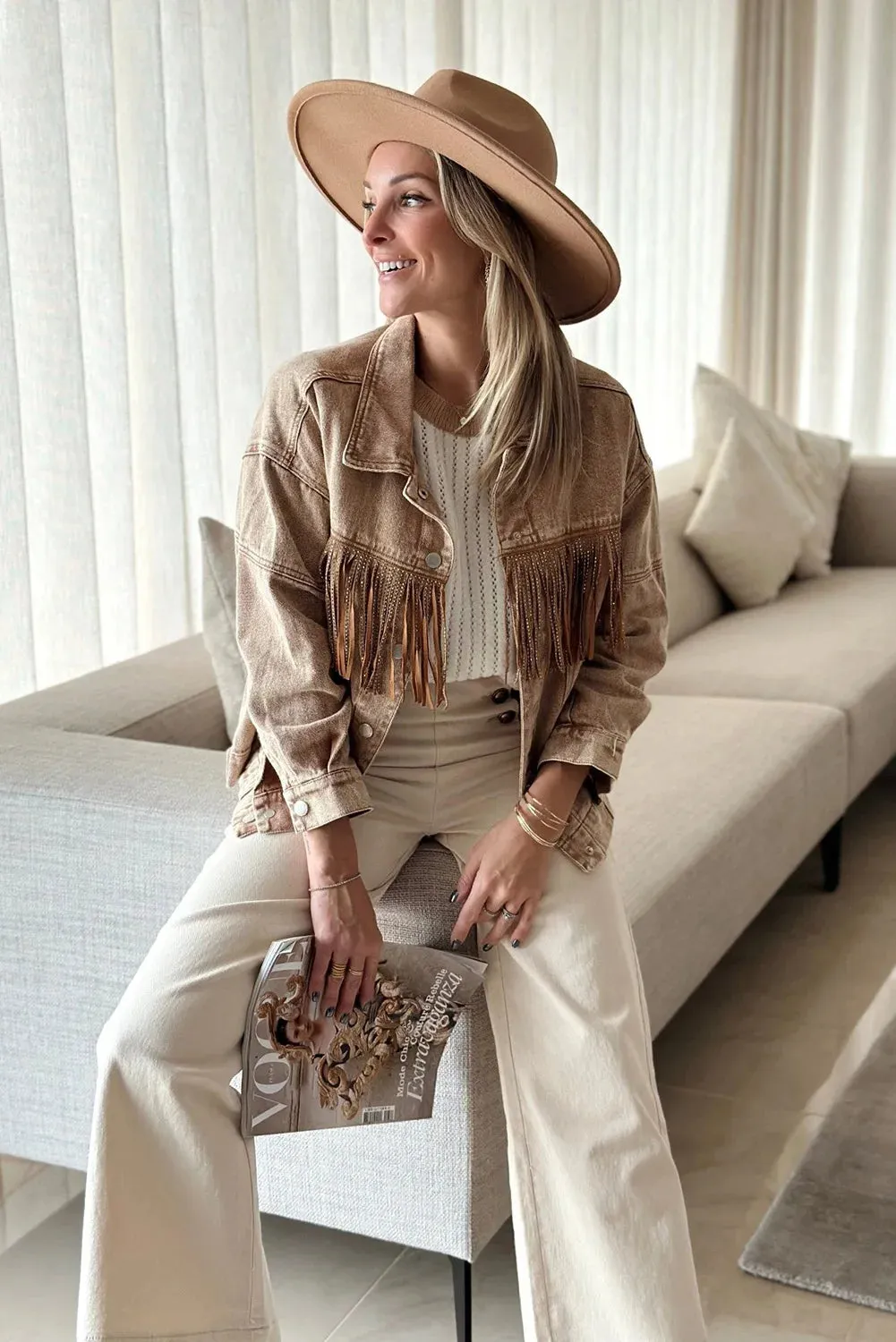 Fringed Denim Jacket for Boho Fall Style