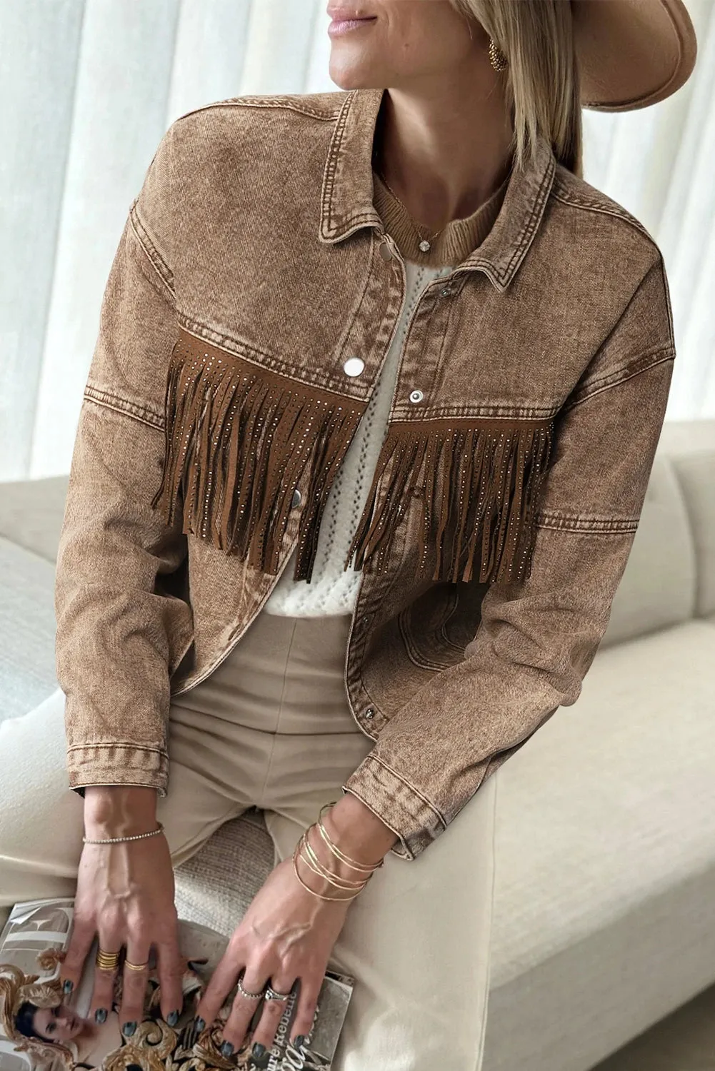Fringed Denim Jacket for Boho Fall Style