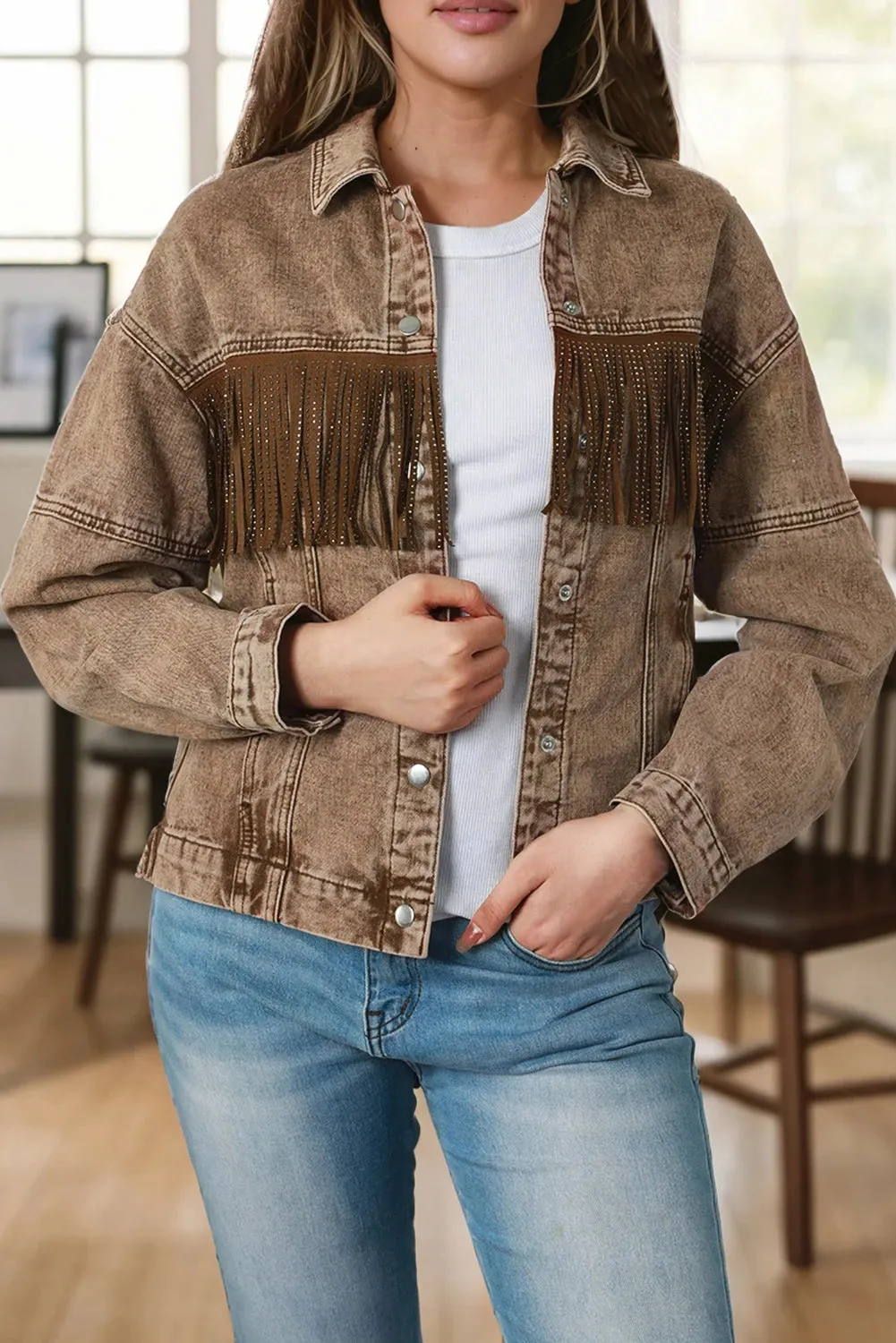 Fringed Denim Jacket for Boho Fall Style