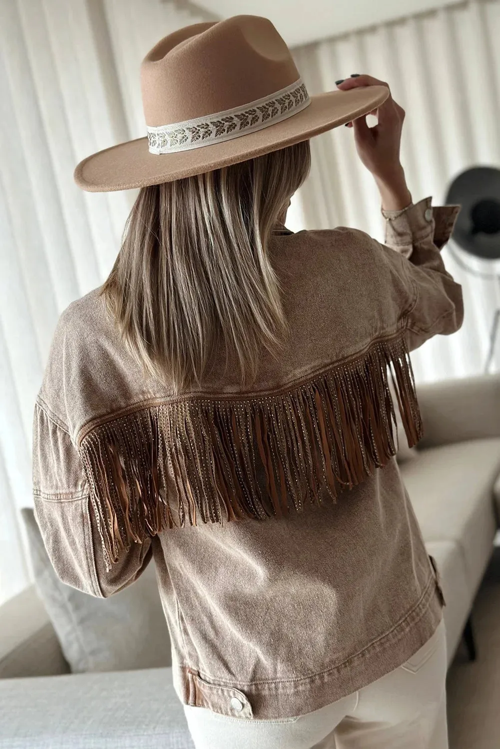 Fringed Denim Jacket for Boho Fall Style