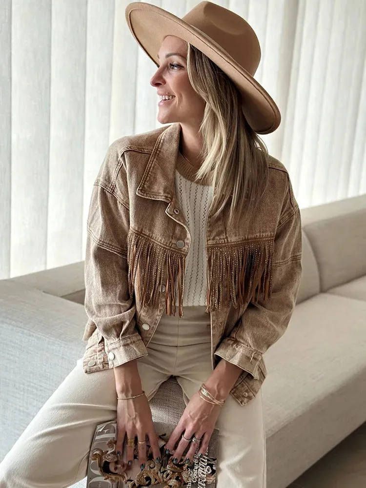 Fringed Denim Jacket for Boho Fall Style