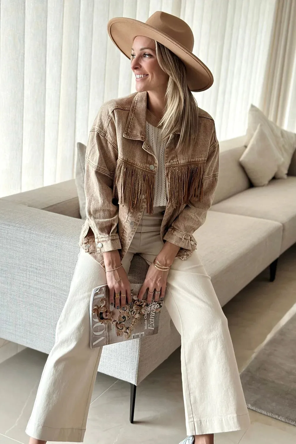 Fringed Denim Jacket for Boho Fall Style