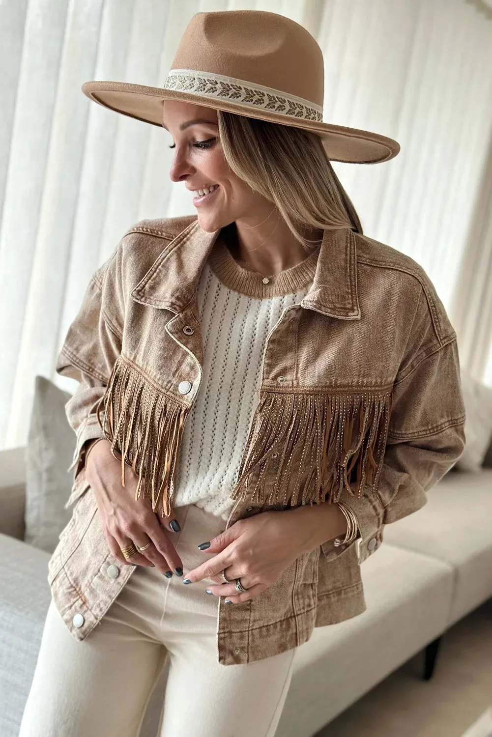 Fringed Denim Jacket for Boho Fall Style