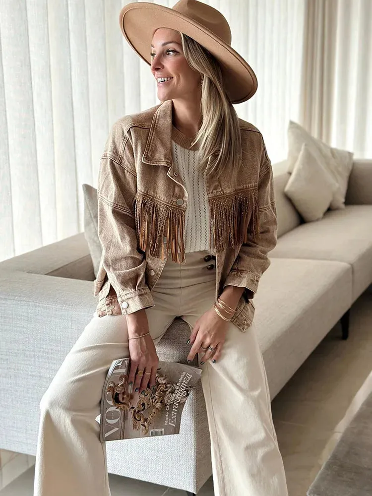 Fringed Denim Jacket for Boho Fall Style