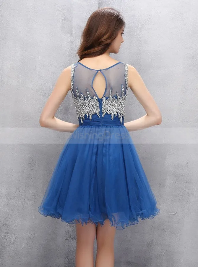 Knee Length Homecoming Dresses,Blue Sweet 16 Dress,Aline Sweet 16 Dress,SW00025