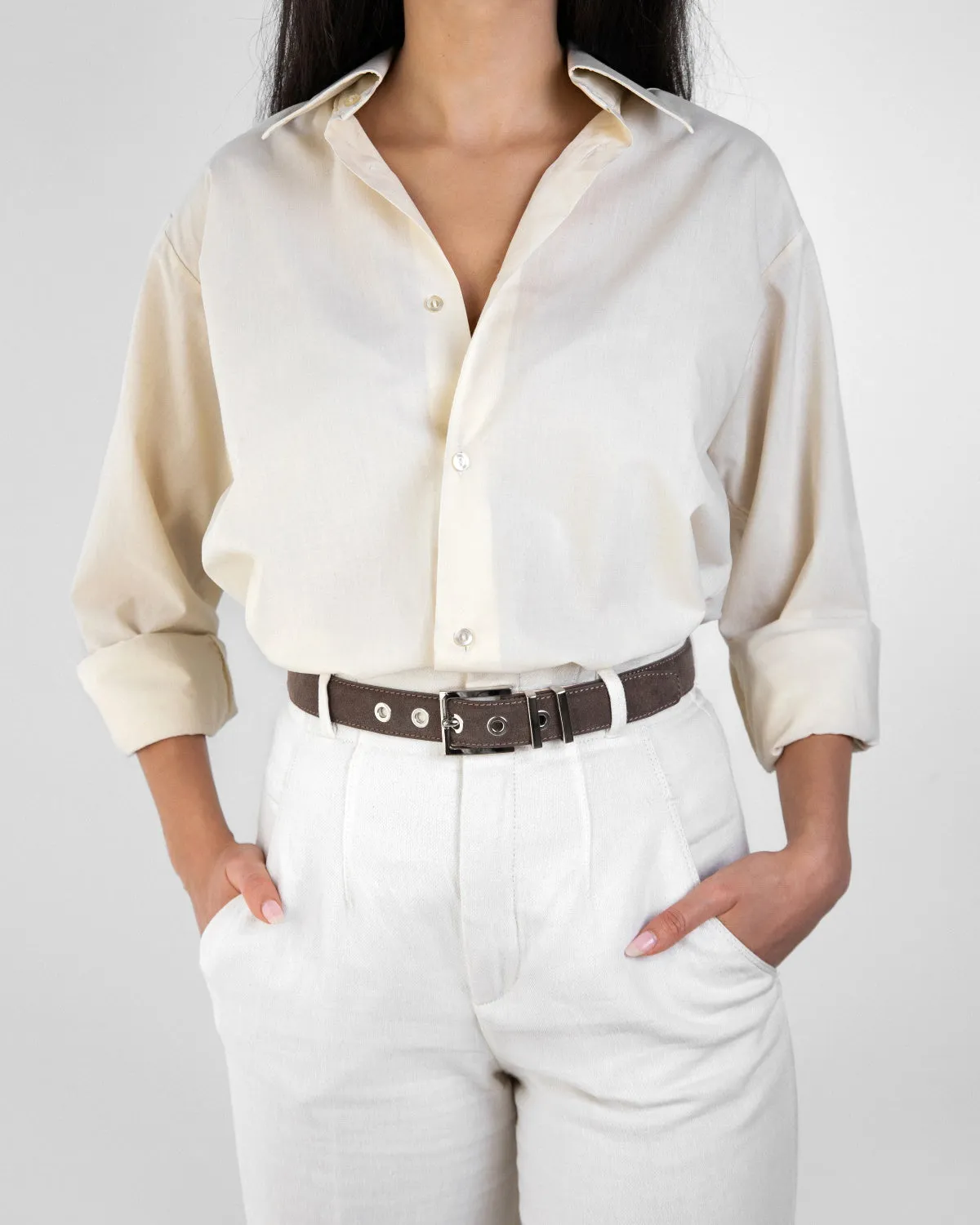 Laura brown suede gold eyelets belt
