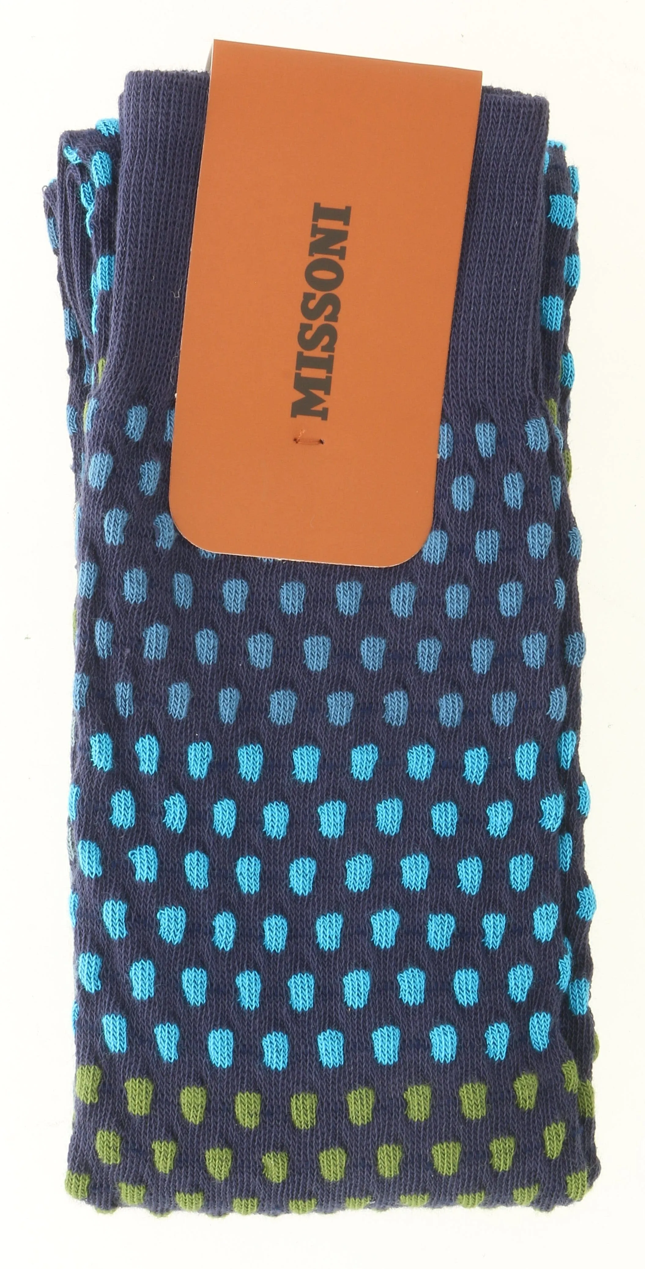 Missoni GM00CMU 5237 0003 Blue/Green Spotted Stripe Knee Length Socks
