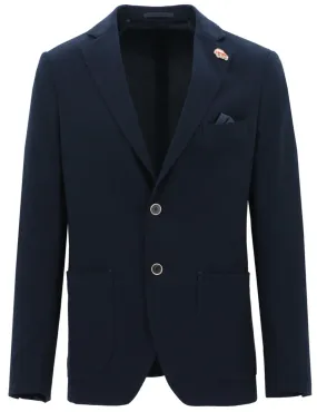 Seersucker/Lycra Navy Sports Blazer #GENOA