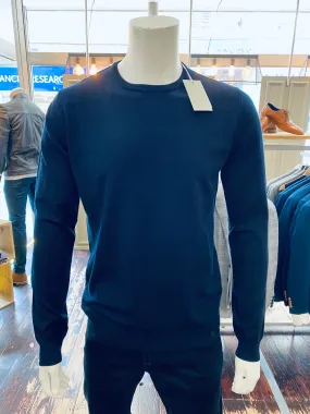 Sseinse fine gauge crew neck jumper in navy