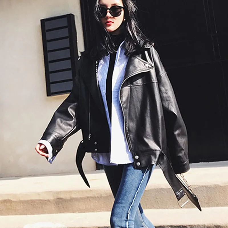 Women Leather Jacket with Belt | White Leather Jacket | Biker Jackets For Women | Faux Leather Jacket | Leather Coat | Moto Style Jackets